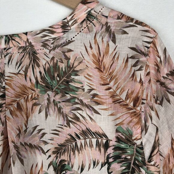 J.‎ JILL Love Linen Top Women's Sz M Tropical Tunic Pullover V-Neck 3/4 Flutter - Picture 10 of 11